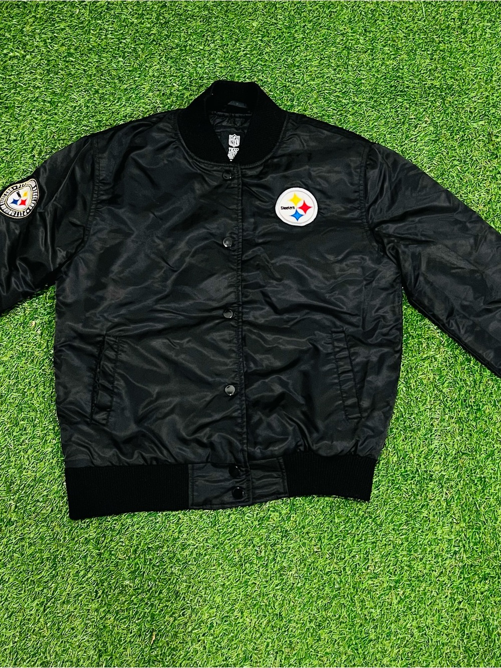 Official NFL Team Apparel Pittsburgh Steelers Black Bomber Jacket Size S💎